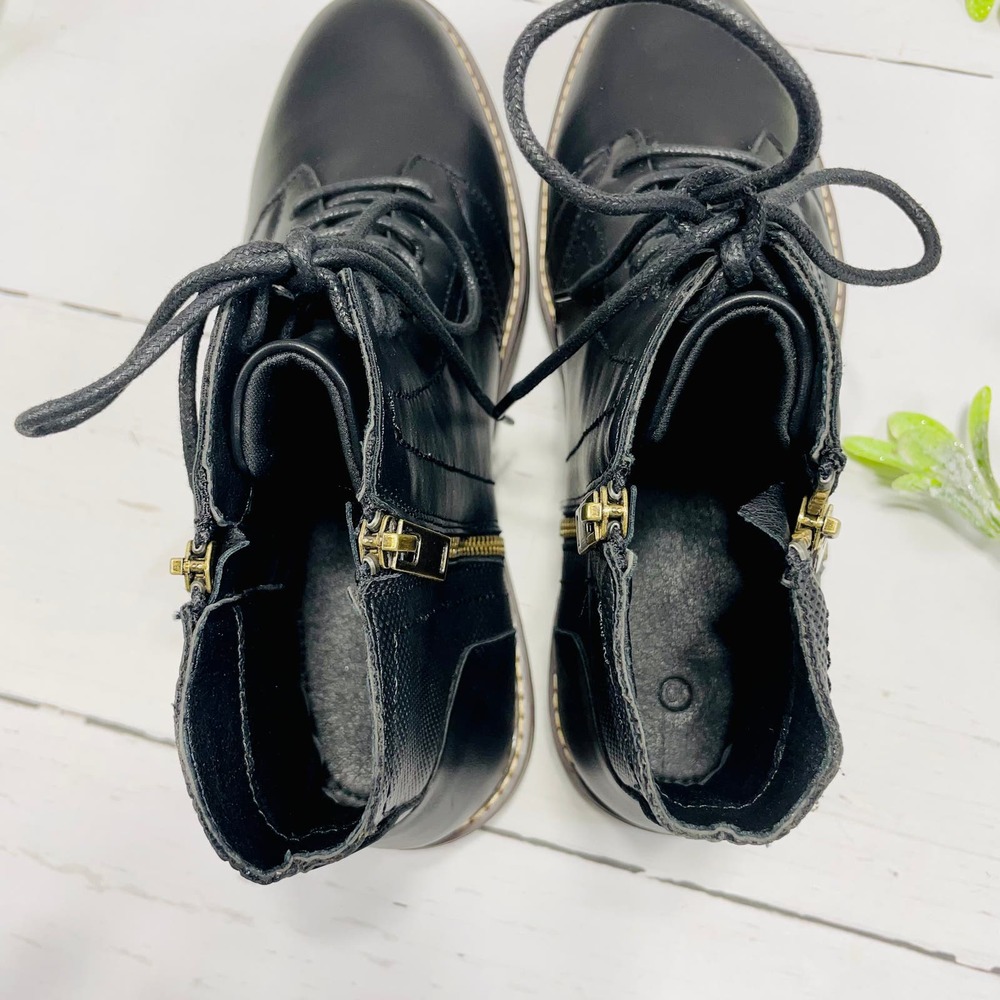 NEW Men's Black Lace-Up Boots with Side Zipper - Size 10 - Picture 8 of 9